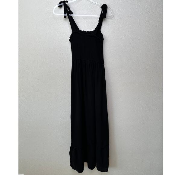 Zesica Women’s Black Tie-Strap Smocked Maxi Dress US S - Picture 1 of 15